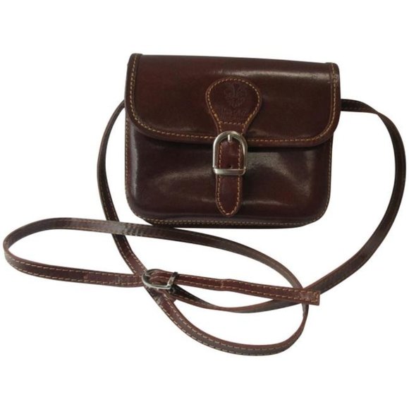 Vera Pelle Hard Shell Shoulder Brown Leather Bag Bags
